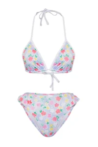 TRENDYOLMİLLA Floral Patterned Frilly Triangle Covered Regular High Waist Bikini Set - Image 6