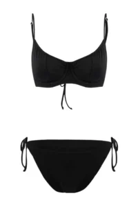 TRENDYOLMİLLA Black balconette Covered tied up Regular Regular Waist Bikini Set