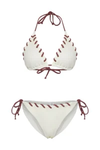 TRENDYOLMİLLA Ecru Eyelet Detailed Triangle Covered Regular Regular Waist Bikini Set - Image 5