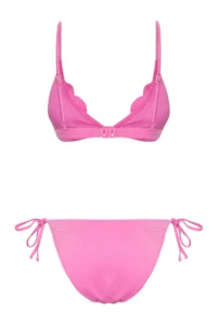 TRENDYOLMİLLA Pink Applique Detailed Triangle Covered Regular Waist Bikini Set - Image 6