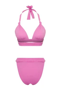 TRENDYOLMİLLA Pink Gipelli Triangle Covered brazilian High Waist Bikini Set - Image 8