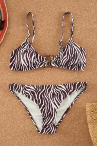 TRENDYOLMİLLA Zebra Patterned with accessories bralette Covered Regular Regular Waist Bikini Set - Image 5