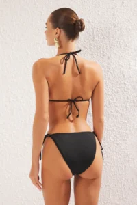 TRENDYOLMİLLA Black with accessories Triangle Covered brazilian Low Waist Bikini Set - Image 4