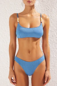 TRENDYOLMİLLA Mavi with accessories bralette Covered Regular Regular Waist Bikini Set - Image 3