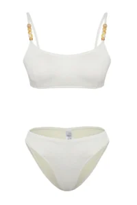 TRENDYOLMİLLA Ecru with accessories bralette Covered Regular Regular Waist Bikini Set - Image 5