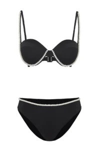 TRENDYOLMİLLA Black with accessories balconette Covered Regular Regular Waist Bikini Set - Image 5
