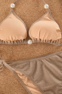 TRENDYOLMİLLA Mink with accessories Triangle Covered Regular High Waist Bikini Set - Image 6