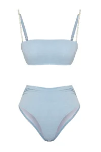 TRENDYOLMİLLA Mavi with accessories Strapless Covered hipster High Waist Bikini Set - Image 5