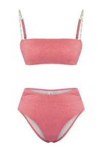 TRENDYOLMİLLA Powder Pink with accessories Strapless Covered hipster High Waist Bikini Set - Image 5