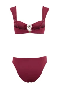 TRENDYOLMİLLA Burgundy Premium Sun with accessories Regular Bikini Set - Image 2
