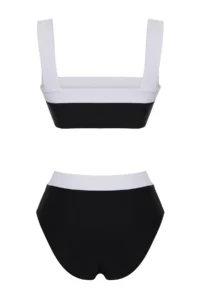 TRENDYOLMİLLA Black-White Color Bloklu bralette Covered hipster High Waist Bikini Set - Image 7