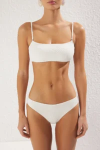 TRENDYOLMİLLA Ecru Strapless Covered Regular Regular Waist Bikini Set - Image 4