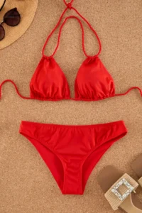 TRENDYOLMİLLA Rejection tunnelled Triangle Covered Regular Regular Waist Bikini Set - Image 5