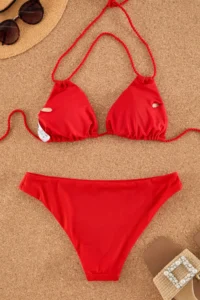 TRENDYOLMİLLA Rejection tunnelled Triangle Covered Regular Regular Waist Bikini Set - Image 7