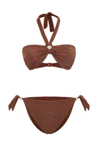 TRENDYOLMİLLA Brown with accessories Strapless Covered Regular Low Waist Bikini Set - Image 6