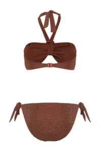 TRENDYOLMİLLA Brown with accessories Strapless Covered Regular Low Waist Bikini Set - Image 7