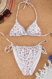 TRENDYOLMİLLA Floral Patterned Lace Detailed Triangle Covered brazilian Low Waist Bikini Set - Image 5