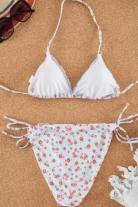 TRENDYOLMİLLA Floral Patterned Lace Detailed Triangle Covered brazilian Low Waist Bikini Set - Image 6