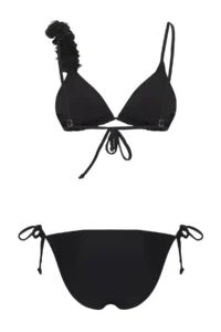 TRENDYOLMİLLA Black Applique Detailed Triangle Covered Regular Waist Bikini Set - Image 6
