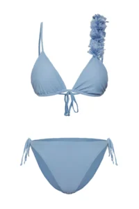 TRENDYOLMİLLA Mavi Applique Detailed Triangle Covered Regular Waist Bikini Set - Image 5