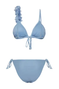 TRENDYOLMİLLA Mavi Applique Detailed Triangle Covered Regular Waist Bikini Set - Image 6