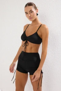 TRENDYOLMİLLA Black tunnelled bralette Covered Shorts High Waist Bikini Set - Image 2