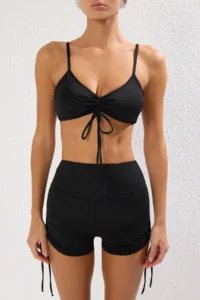 TRENDYOLMİLLA Black tunnelled bralette Covered Shorts High Waist Bikini Set - Image 3