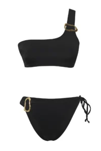 TRENDYOLMİLLA Black with accessories One Shoulder Covered Regular Regular Waist Bikini Set - Image 5