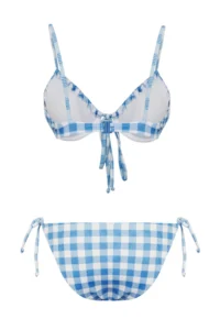 TRENDYOLMİLLA Plaid Patterned tunnelled balconette Covered Regular Regular Waist Bikini Set - Image 6