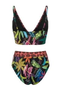 TRENDYOLMİLLA Tropical Patterned Triangle Covered hipster High Waist Bikini Set - Image 2