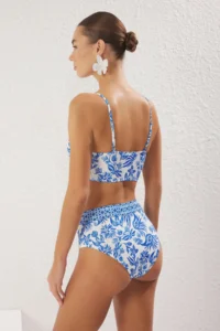 TRENDYOLMİLLA Floral Patterned Triangle Covered hipster High Waist Bikini Set - Image 4