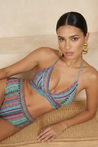 TRENDYOLMİLLA Ethnic Patterned Double breasted Yaka Covered hipster High Waist Bikini Set - Image 3