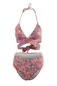 TRENDYOLMİLLA Floral Patterned Triangle Double breasted High Waist Regular Bikini Set