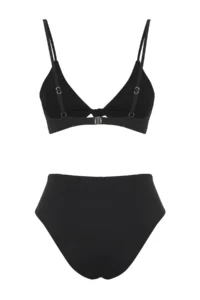 TRENDYOLMİLLA Black Knotted Triangle Covered Regular High Waist Bikini Set - Image 7
