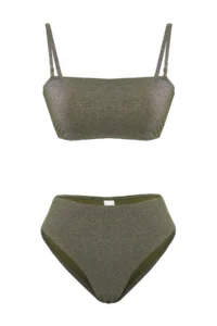 TRENDYOLMİLLA Khaki Strapless Covered Regular High Waist Bikini Set - Image 5