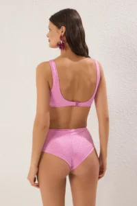 TRENDYOLMİLLA Pink Triangle Covered hipster High Waist Bikini Set - Image 4
