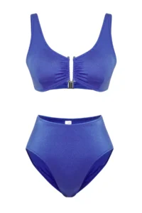 TRENDYOLMİLLA Saks Blue with accessories bralette Covered Regular High Waist Bikini Set - Image 6