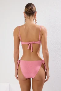 TRENDYOLMİLLA Pink tied up balconette Covered Regular Low Waist Bikini Set - Image 4