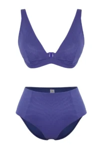 TRENDYOLMİLLA Mavi Triangle Covered hipster High Waist Bikini Set - Image 5