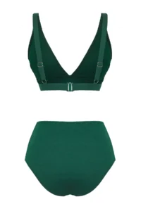 TRENDYOLMİLLA Emerald Green Triangle Covered hipster High Waist Basic Bikini Set - Image 6