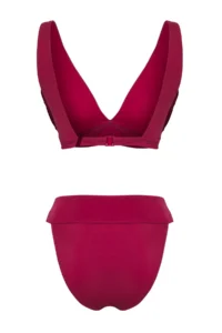 TRENDYOLMİLLA Burgundy Triangle Covered Regular High Waist Bikini Set - Image 6