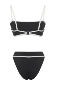 TRENDYOLMİLLA Black-White Color Bloklu Strapless Covered Regular High Waist Bikini Set - Image 7