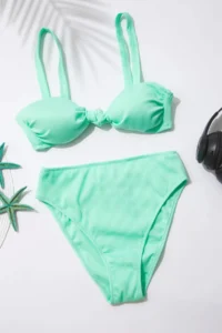 TRENDYOLMİLLA Mint Knotted bralette Covered Regular High Waist Bikini Set