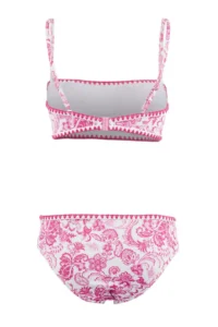 TRENDYOLMİLLA Pink Shawl pattern Strapless Covered Embroidered Regular Bikini Set - Image 2