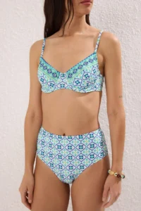 TRENDYOLMİLLA Tile Patterned Stone Print balconette Covered hipster High Waist Bikini Set - Image 3