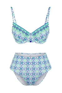 TRENDYOLMİLLA Tile Patterned Stone Print balconette Covered hipster High Waist Bikini Set - Image 5