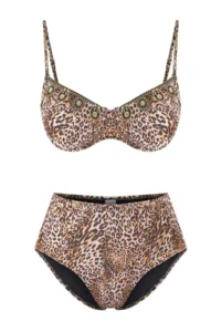 TRENDYOLMİLLA Tile Patterned balconette Covered hipster High Waist Bikini Set - Image 5