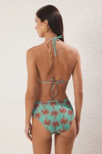 TRENDYOLMİLLA Tropical Patterned Triangle Covered Regular High Waist Bikini Set - Image 5