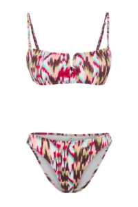 TRENDYOLMİLLA Abstract Patterned V Telli Strapless Covered Regular Low Waist Bikini Set - Image 6