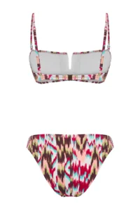 TRENDYOLMİLLA Abstract Patterned V Telli Strapless Covered Regular Low Waist Bikini Set - Image 7